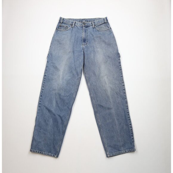 Vtg 90s Y2K Streetwear Mens 34x32 Faded Baggy Wide Leg Skateboard Denim Jeans